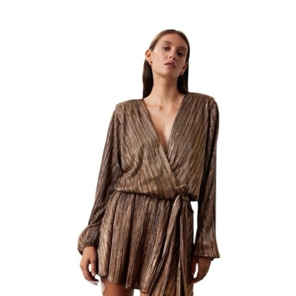 Ramy Brook Vinci Mini Dress Long Sleeve In Multicolor Metallic Size Medium - Picture 2 of 12